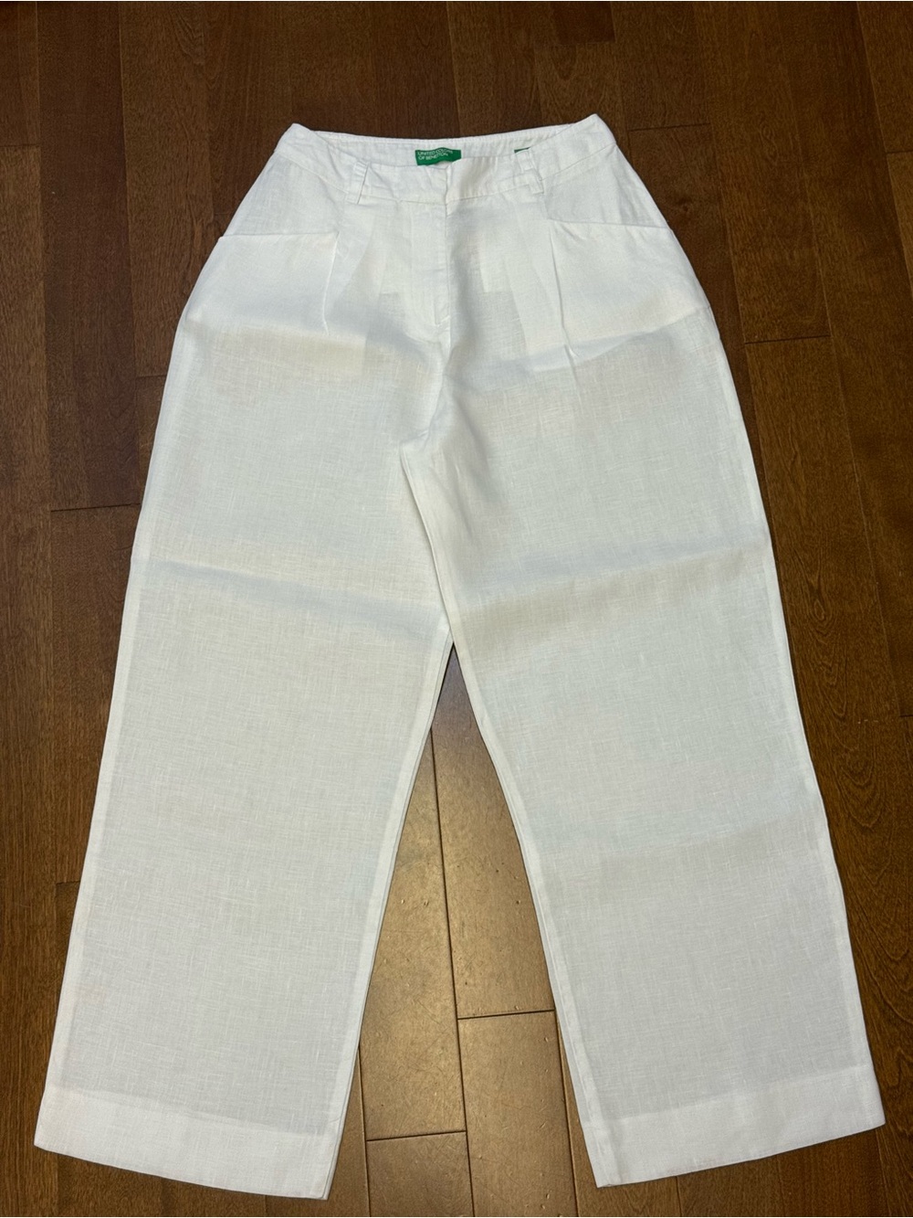 White Pure Linen Wide-Leg Pants - United Colors Of Benetton